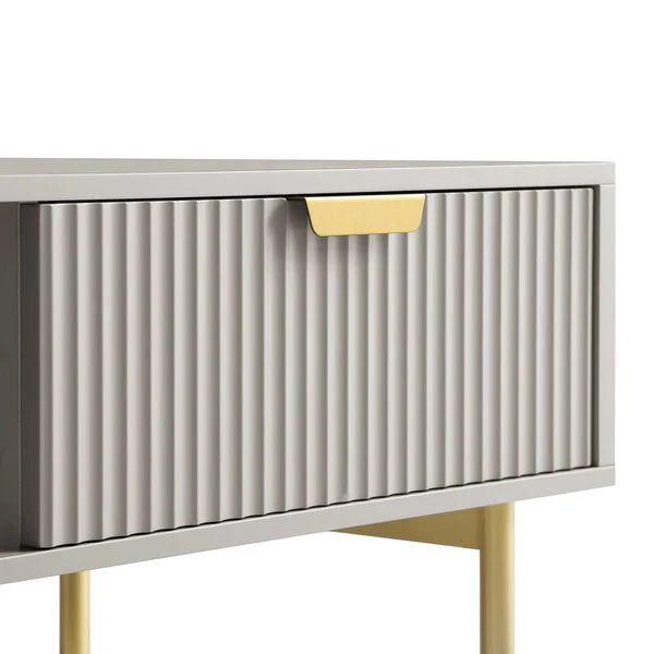 White Solid Wood Coffee Table With Drawer- Taupe Finish