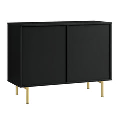 Modern Solid Wood 2- Door Cabinet With Drawers - Black Finish