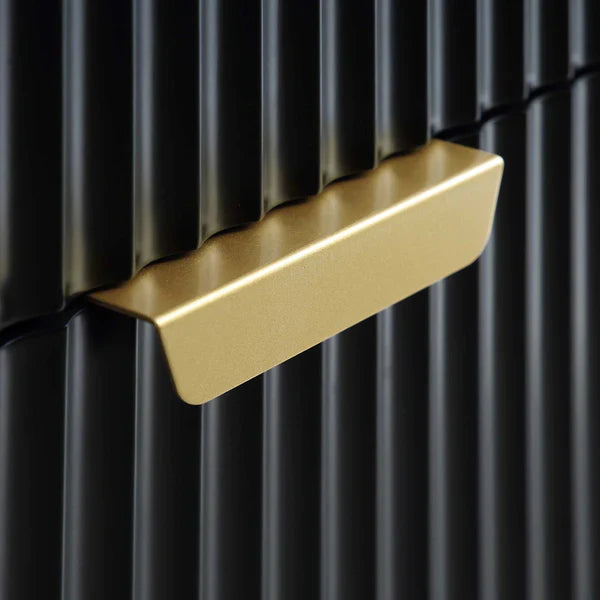 Modern Solid Wood 2- Door Cabinet With Drawers - Black Finish