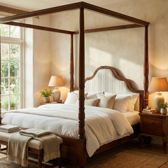 Frenchiya Teakwood Poster Bed In Walnut Finish