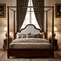 Frenchiya Teakwood Poster Bed In Walnut Finish