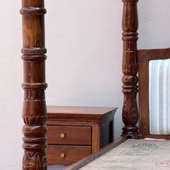 Frenchiya Teakwood Poster Bed In Walnut Finish