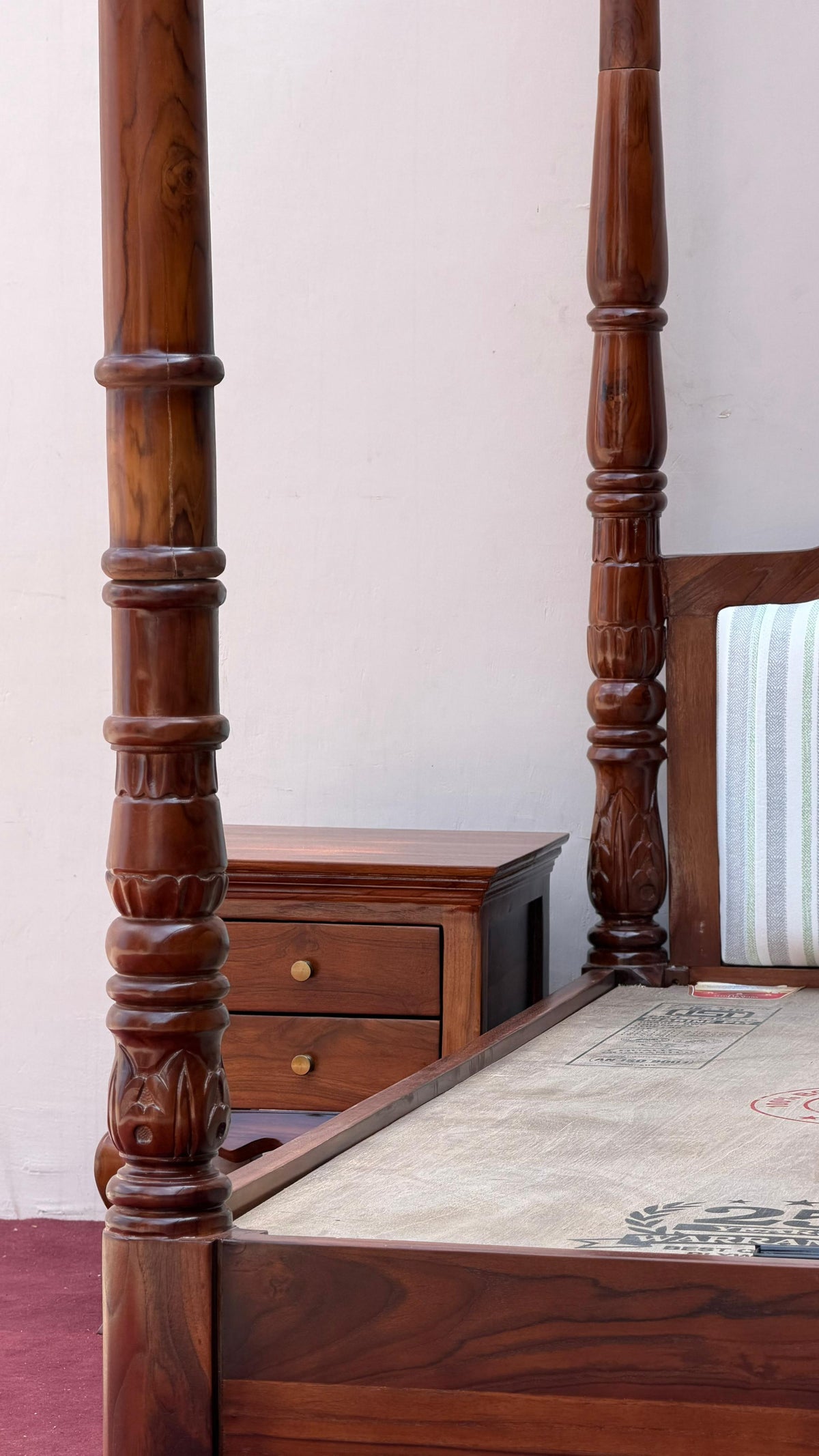 Frenchiya Teakwood Poster Bed In Walnut Finish