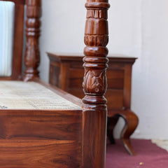 Frenchiya Teakwood Poster Bed In Walnut Finish