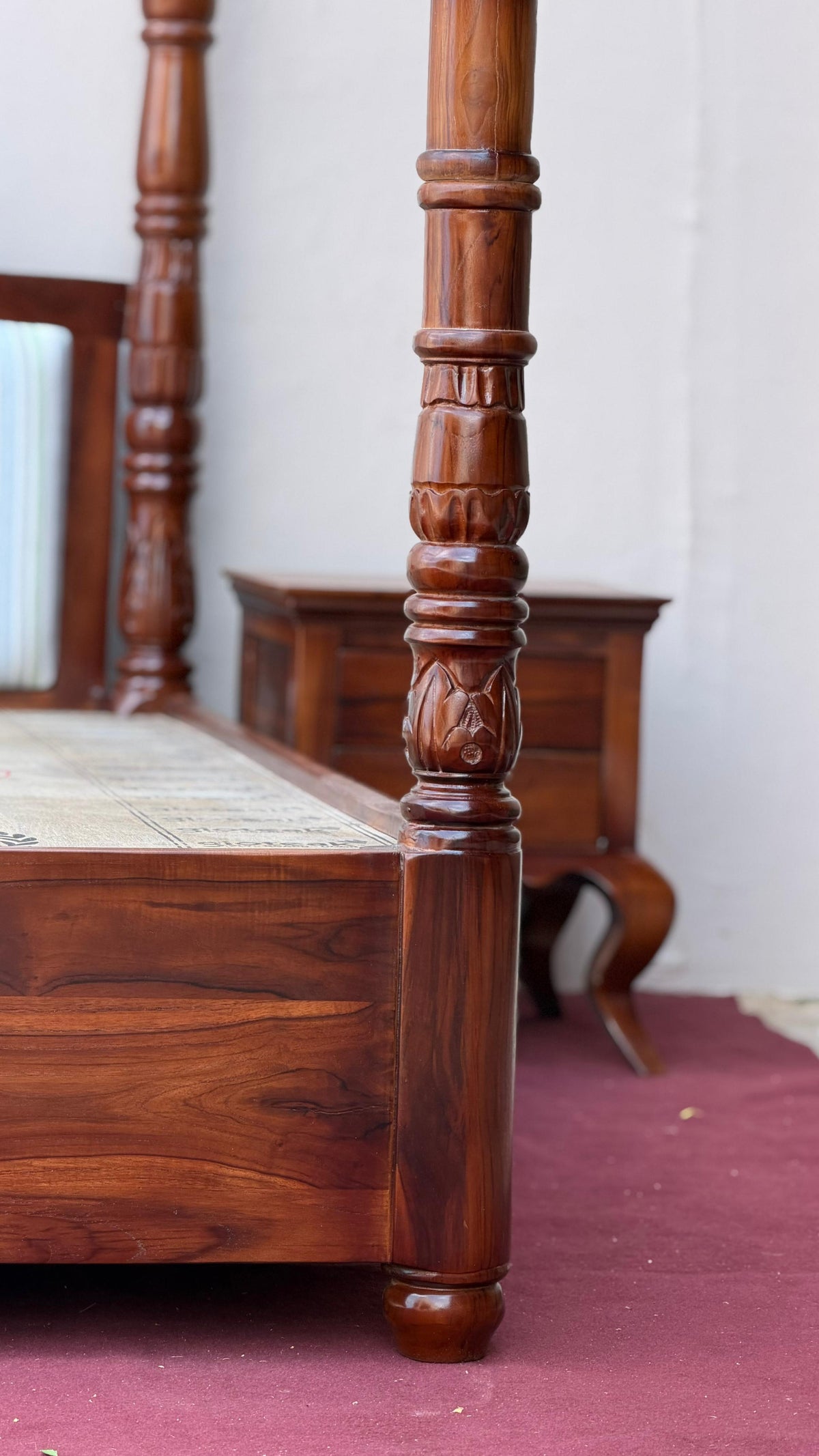Frenchiya Teakwood Poster Bed In Walnut Finish