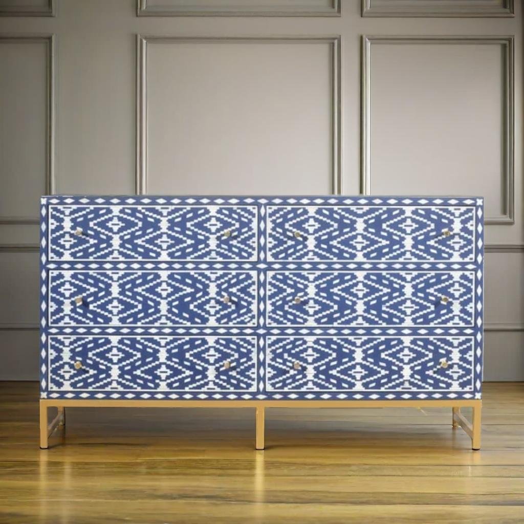 Bone Inlay Chest Of Drawers (Ikat)