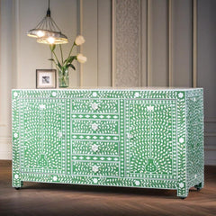 Bone Inlay Mother of Pearl Floral Sideboard