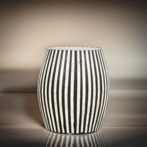 Bone Inlay Geometric Design Stool