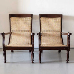 Traditional Classic Rattan Armchair with Cane