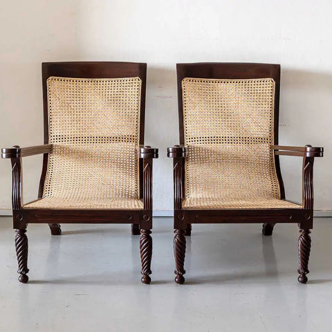Traditional Classic Rattan Armchair with Cane