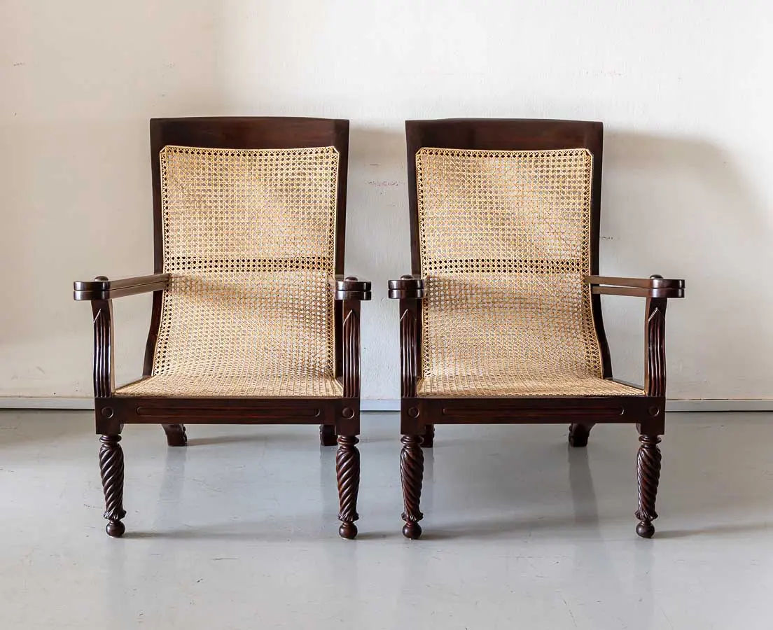 Traditional Classic Rattan Armchair with Cane