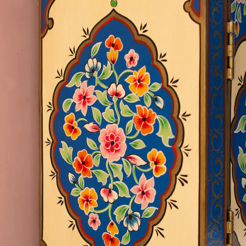 Hand Painted Mango Wood Cabinet for Storage