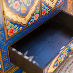 Hand Painted Mango Wood Cabinet for Storage