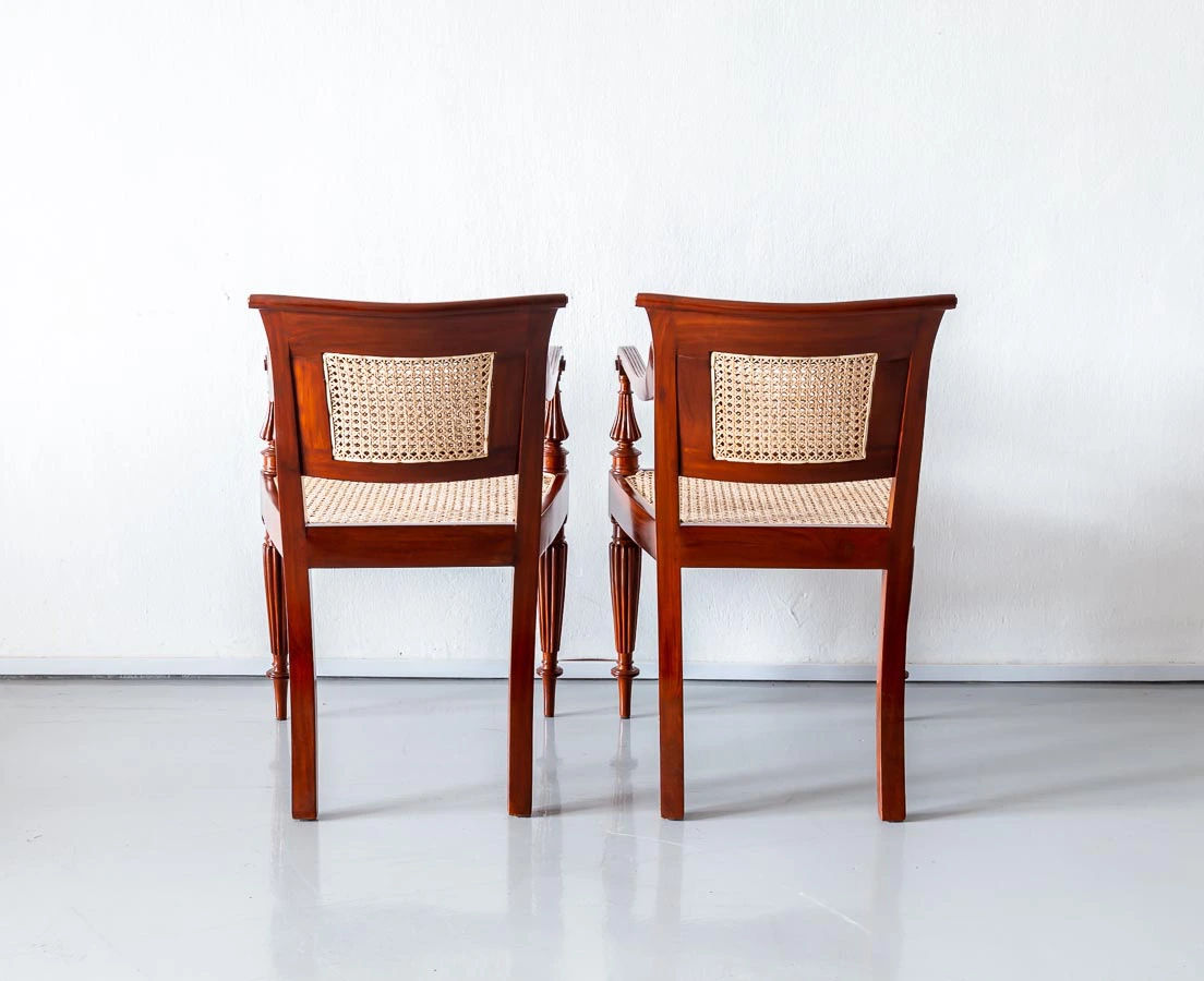 Traditional Classic Sheesham Wood Armchair with Cane