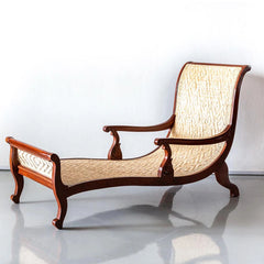 Traditional Luxurious Teakwood Easy Chair with Cane