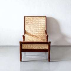 Traditional Luxurious Teakwood Easy Chair with Cane