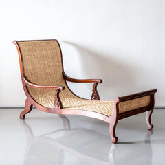 Traditional Luxurious Teakwood Easy Chair with Cane