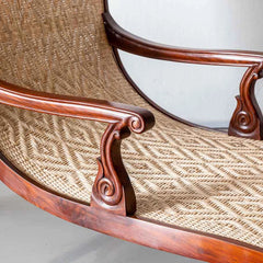 Traditional Luxurious Teakwood Easy Chair with Cane