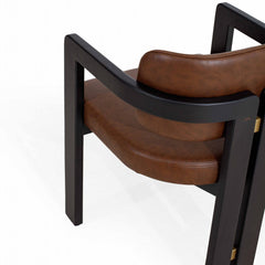 Modern Solid Wood Leather Arm Chair