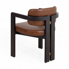 Modern Solid Wood Leather Arm Chair