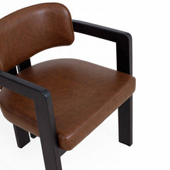 Modern Solid Wood Leather Arm Chair