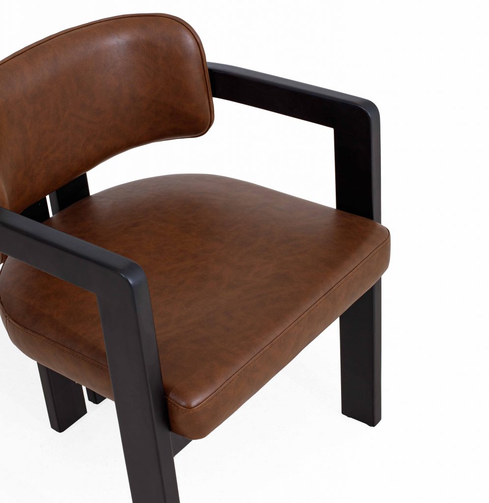 Modern Solid Wood Leather Arm Chair