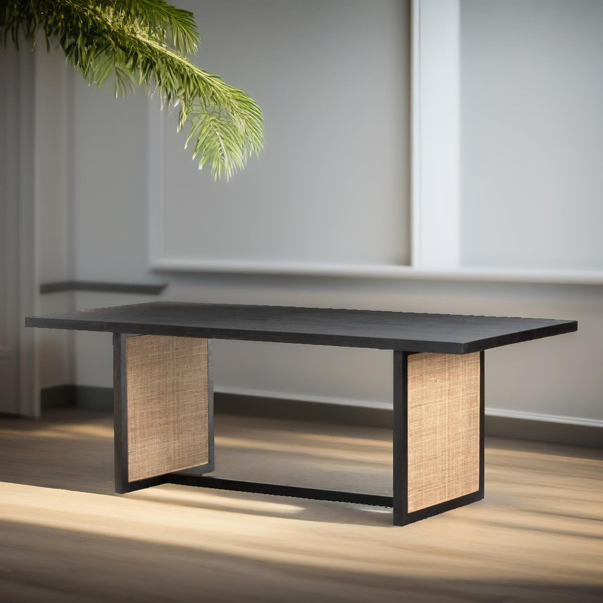 Mango Wood Dining Table with Cane Work