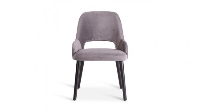 Modern Solid Wood With Fabric Dining Chair - Grey Finish