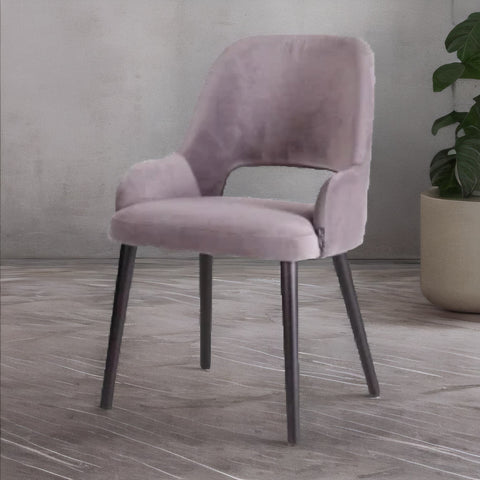Modern Solid Wood With Fabric Dining Chair - Grey Finish