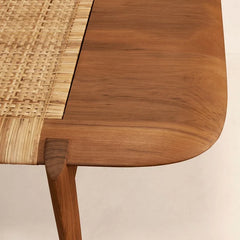 Rattan Modern Daybed In Teak & Cane