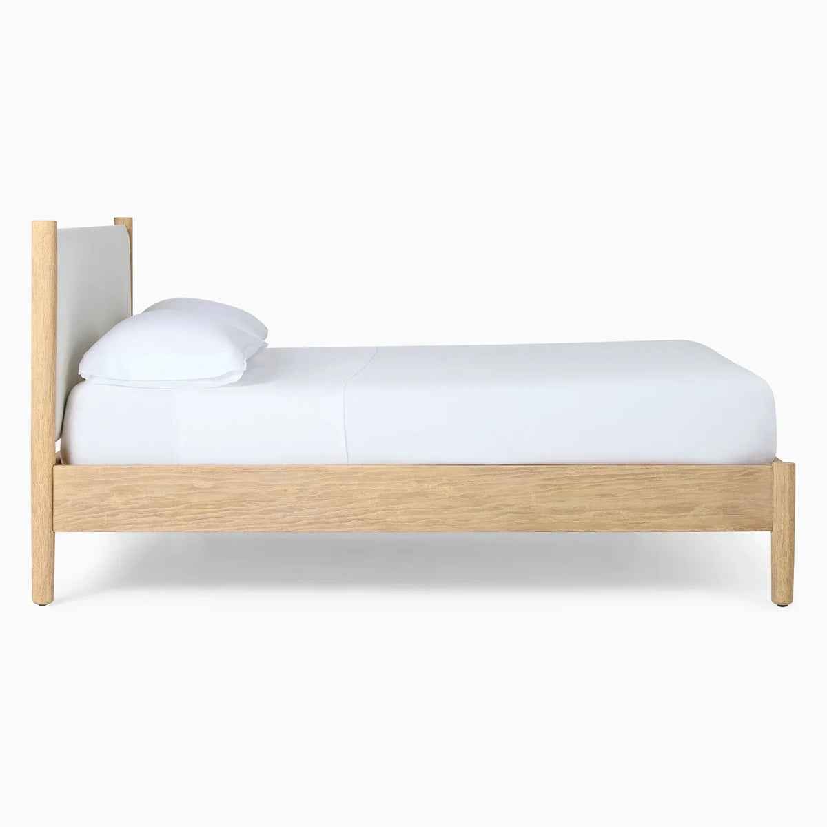 Premium Solid Wood Bed With Upholstered Headboard- All Sizes