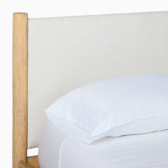 Premium Solid Wood Bed With Upholstered Headboard- All Sizes