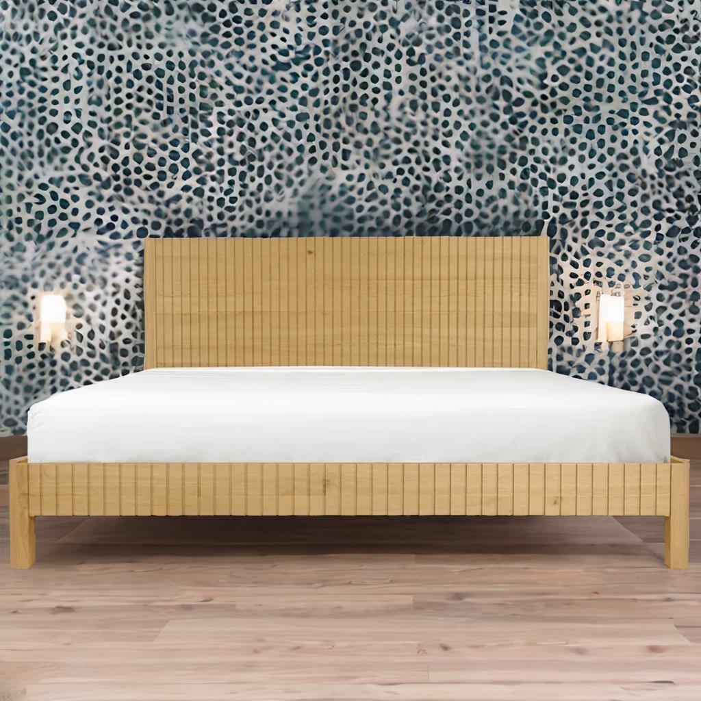 Antalya Modern Fluted Solid Wood Bed - All Sizes