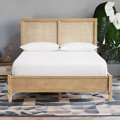 Classic Rattan Solid Wood Bed – All Sizes