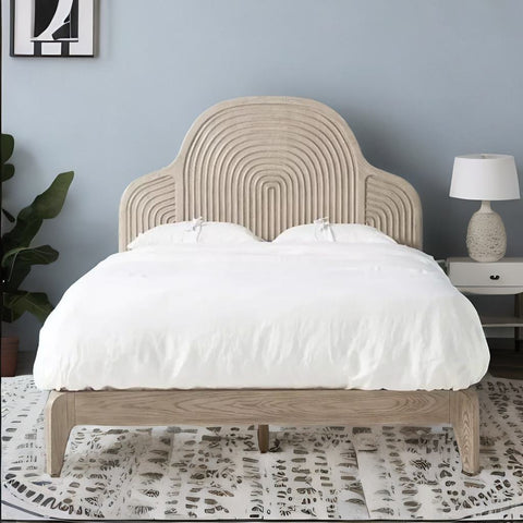 Bohemian Solid Wood Carved Bed – All Sizes