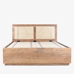 Classic Timeless Rattan Solid Wood Bed In Natural Finish - All Sizes