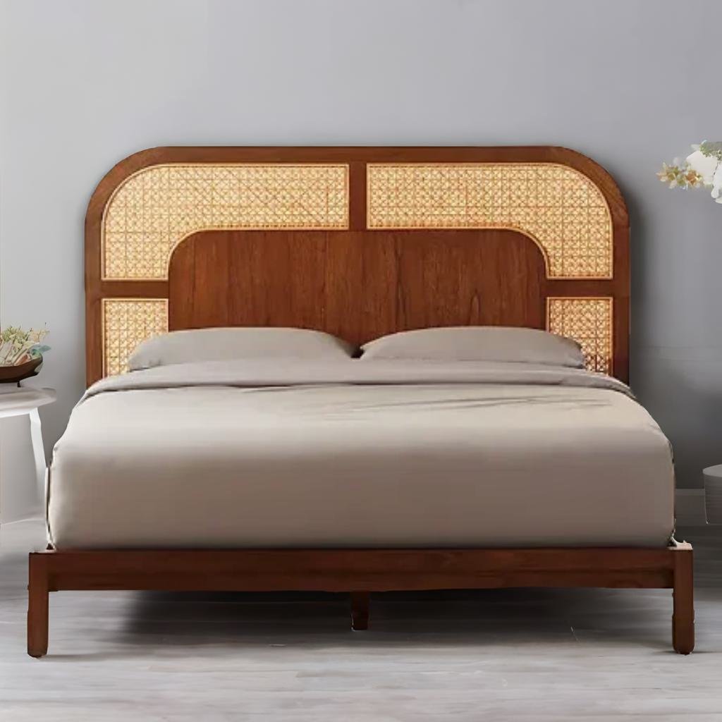 Rio Luxury Solid Wood Rattan Bed - All Sizes