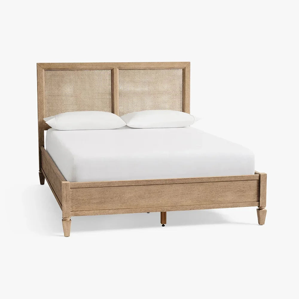 Classic Rattan Solid Wood Bed – All Sizes