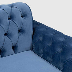 Three Seater Polyester Fabric Sofa - Navy Blue