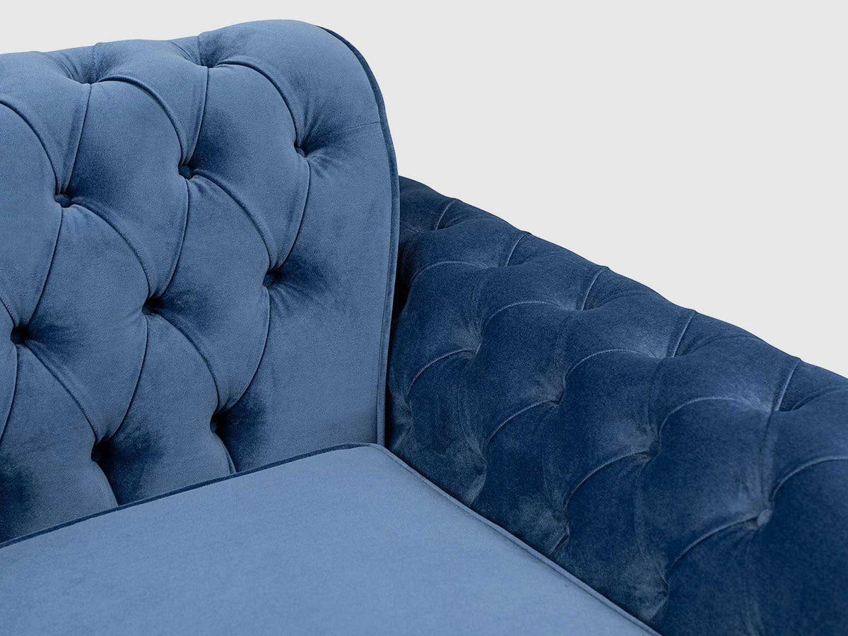 Three Seater Polyester Fabric Sofa - Navy Blue