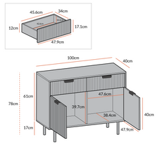 Modern Solid Wood 2- Door Cabinet With Drawers - Black Finish