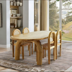 Exclusive Solid Teakwood Curved Dining Table Set - 4 Seater, 6 Seater - All Sizes