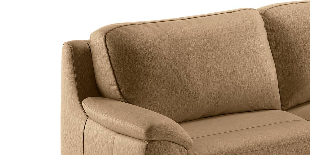 Modern Solid Wood Leatherette Sectional Sofa in Brown