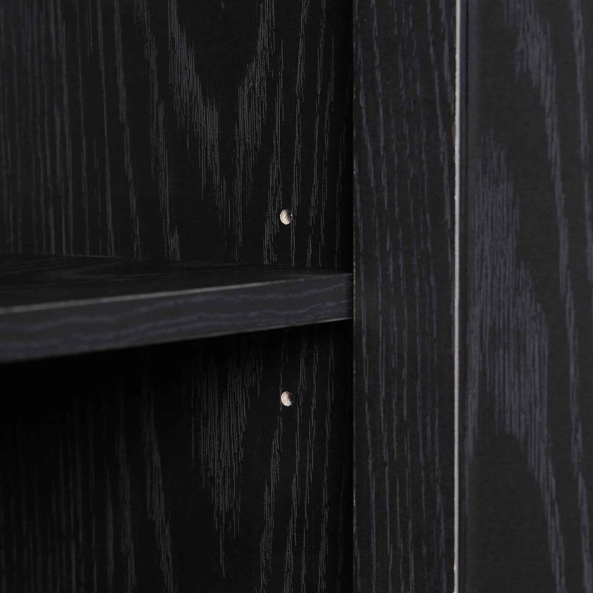 Solid Wood Rattan Black Finish Bathroom Cabinet