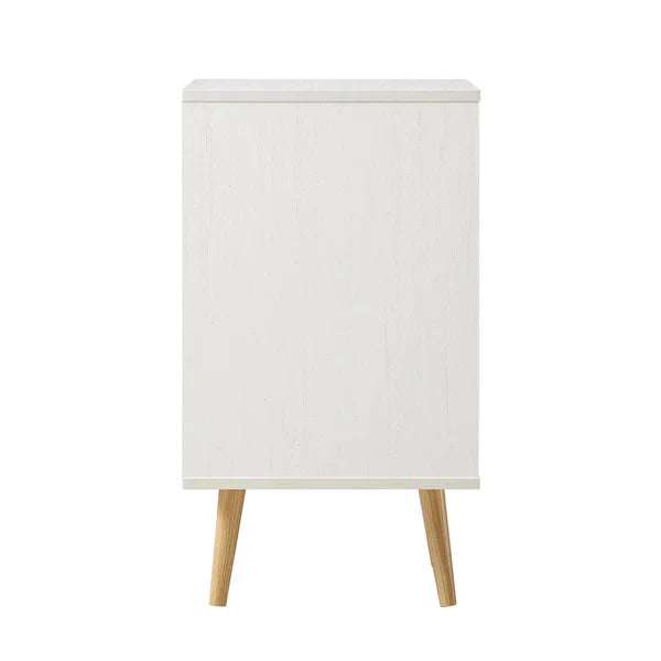Rattan Bedside Table White Finish