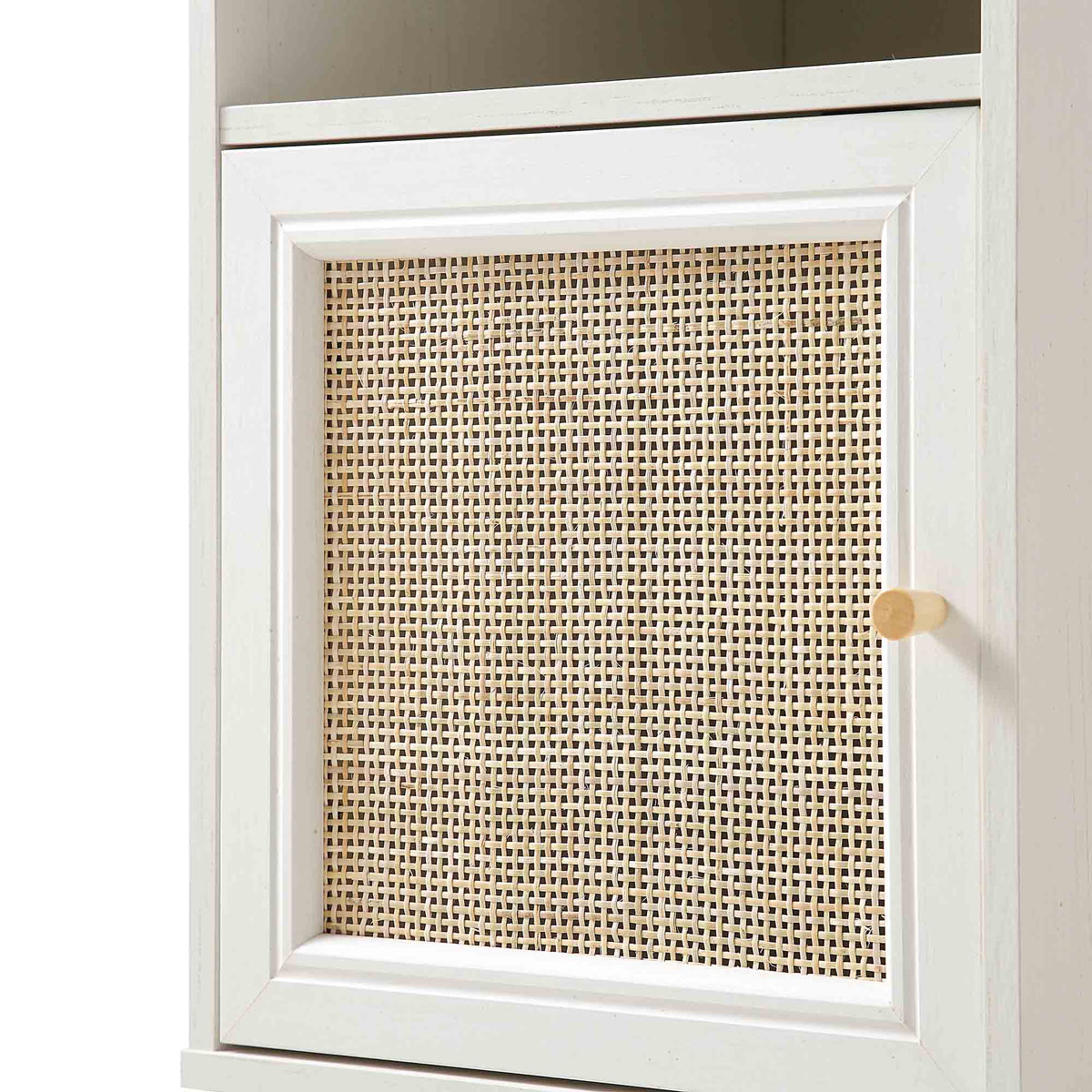 Rattan Bedside Table White Finish