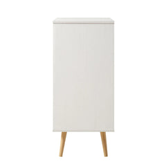 Classy White Solid Wood Rattan Bar Cabinet