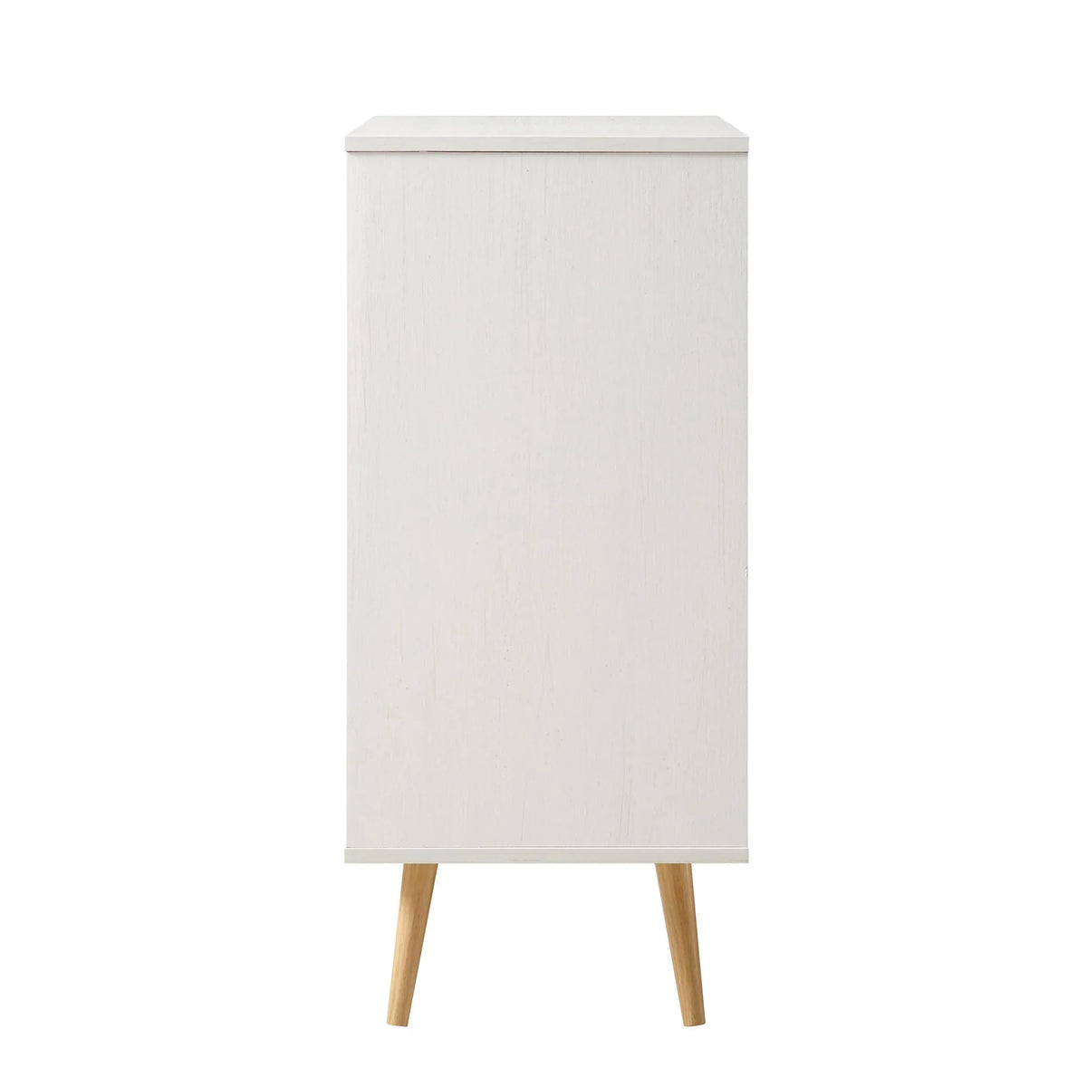 Classy White Solid Wood Rattan Bar Cabinet