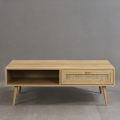 Natural Solid Wood Rattan Coffee Table
