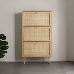 Rattan Shoe Cabinet - Natural Finish 3- Tier